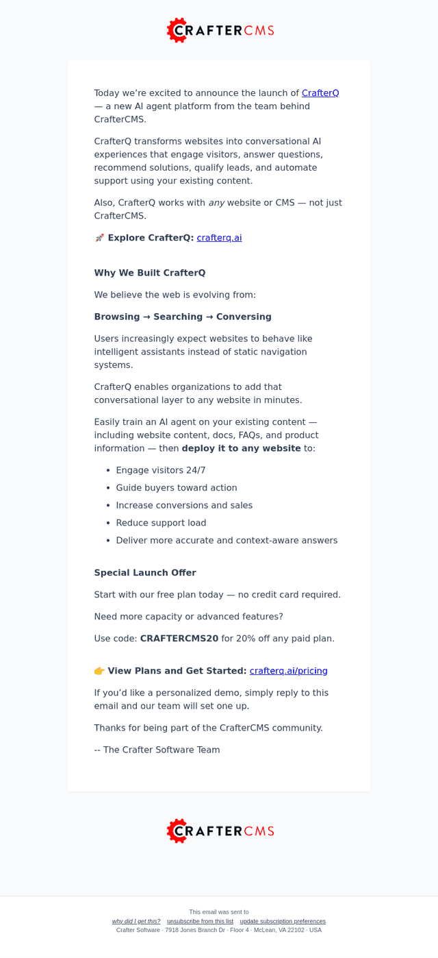 ✨ Introducing CrafterQ: AI Agents for Websites