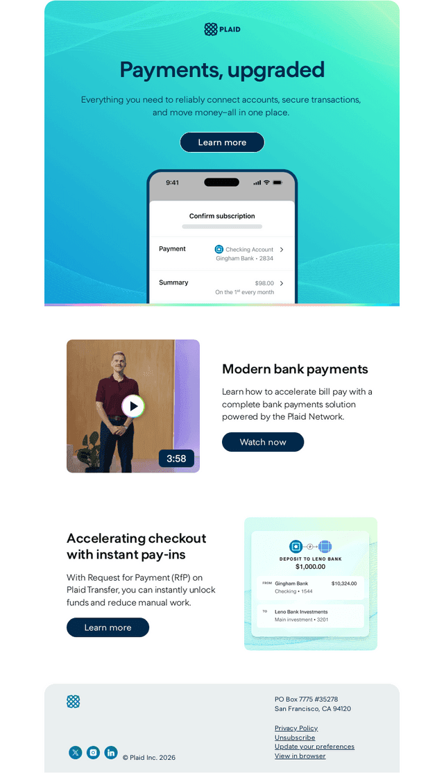 Power modern bank payments