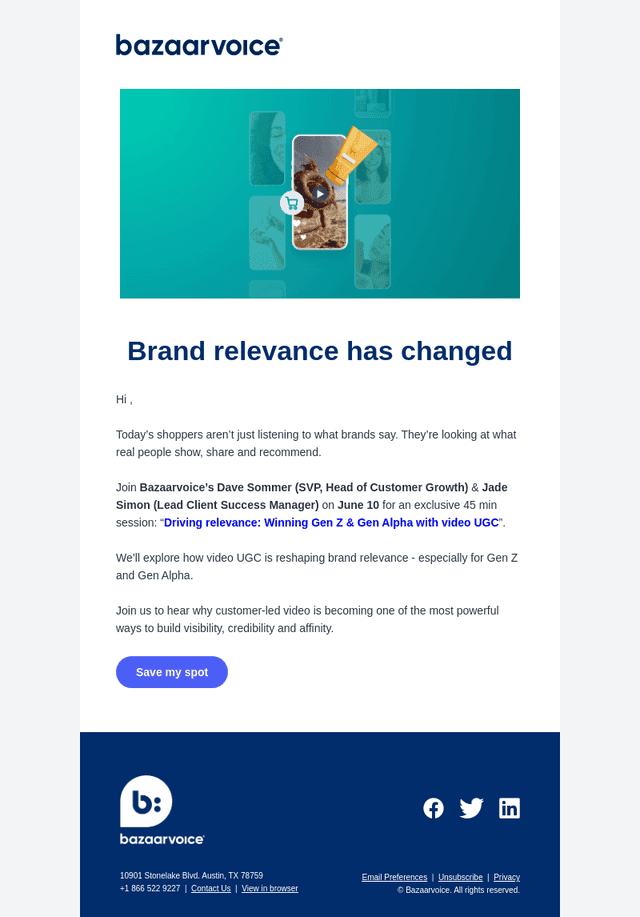 Bazaarvoice email from Wed, May 20, 2026