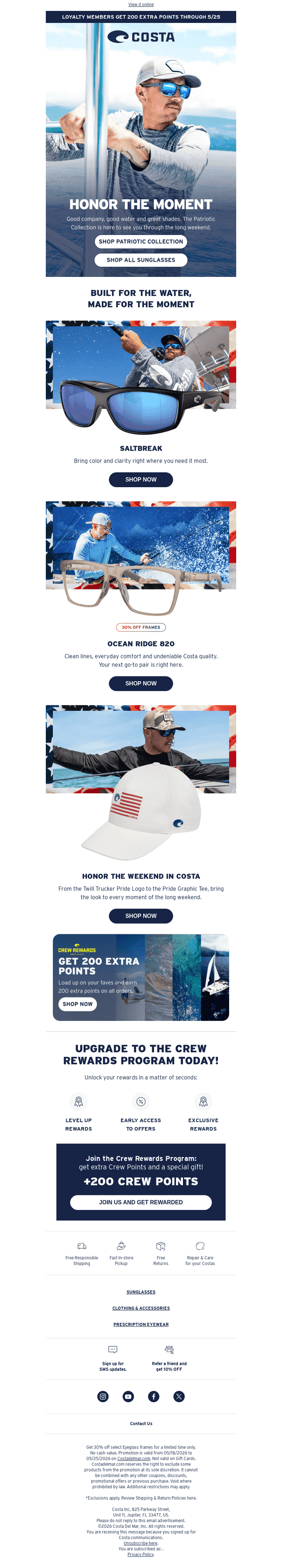 Costa Sunglasses email from Thu, May 21, 2026