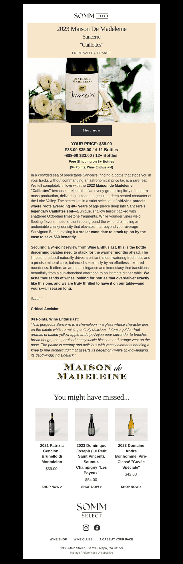 SommSelect email from Thu, May 21, 2026