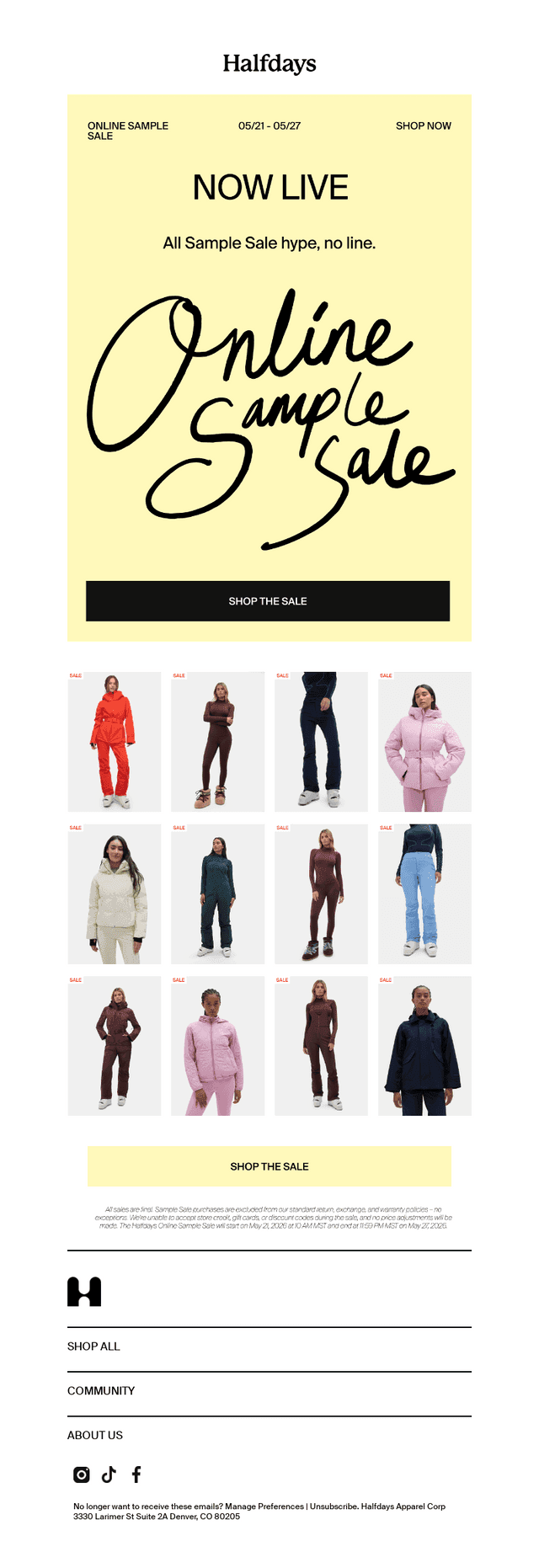 ONLINE SAMPLE SALE STARTS NOW 🚨