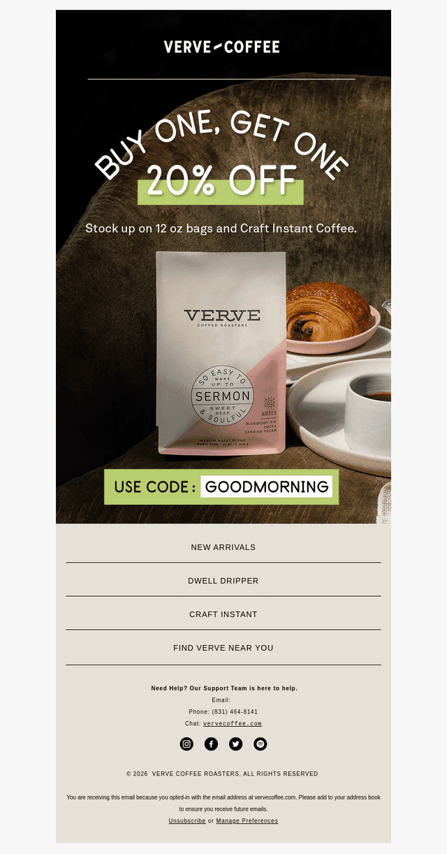 Buy One. Get One 20% Off ☕