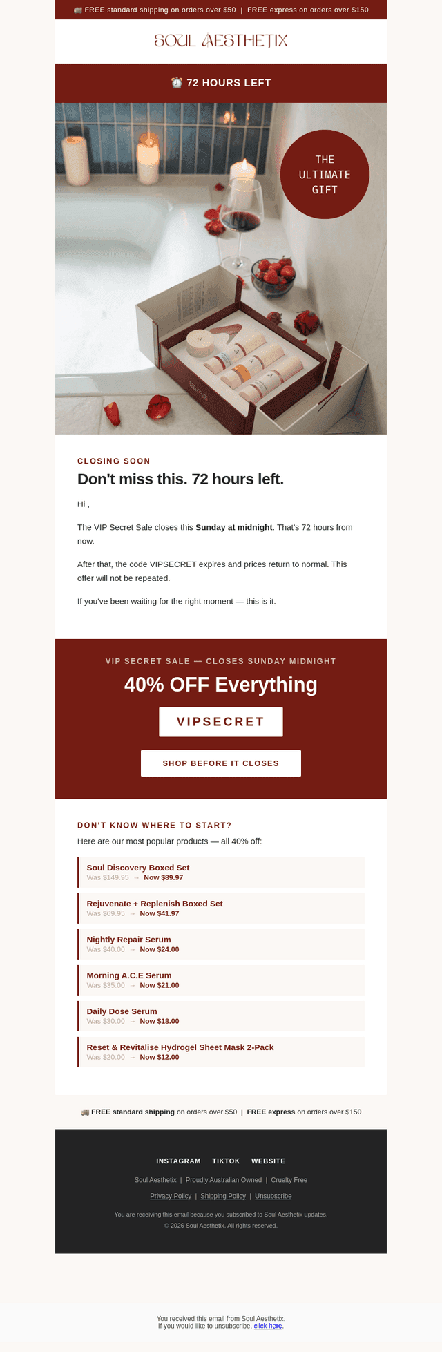 SoulAesthetix email from Thu, May 21, 2026
