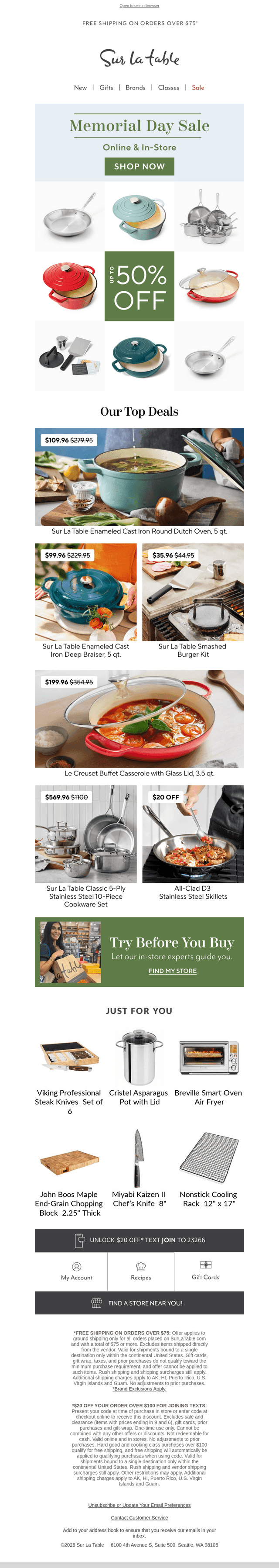 Sur La Table email from Fri, May 22, 2026