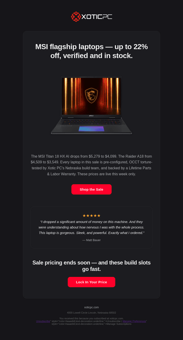 Up to 22% off MSI flagships