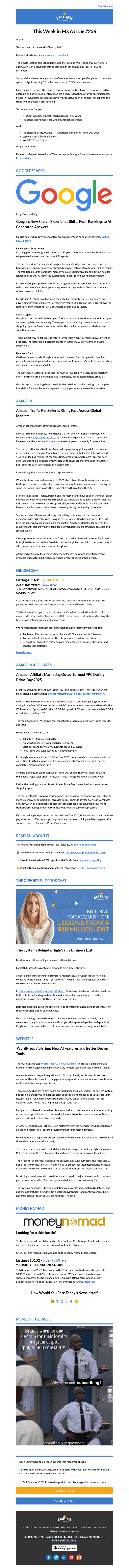 Empire Flippers email from Fri, May 22, 2026