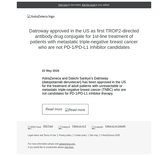Datroway approved in US for 1L triple-negative BC