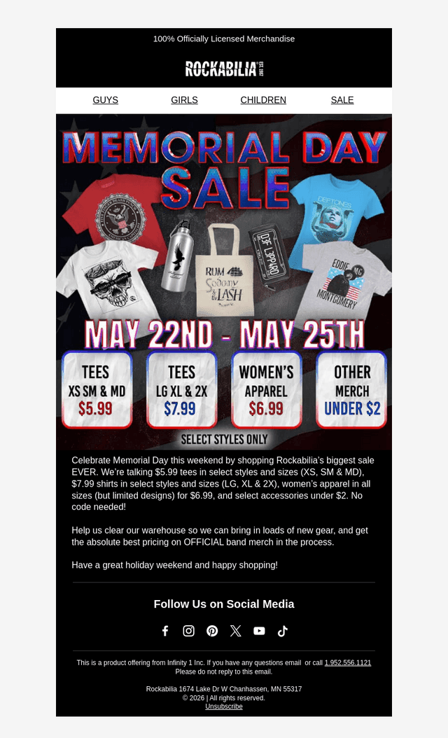 Rockabilia email from Fri, May 22, 2026