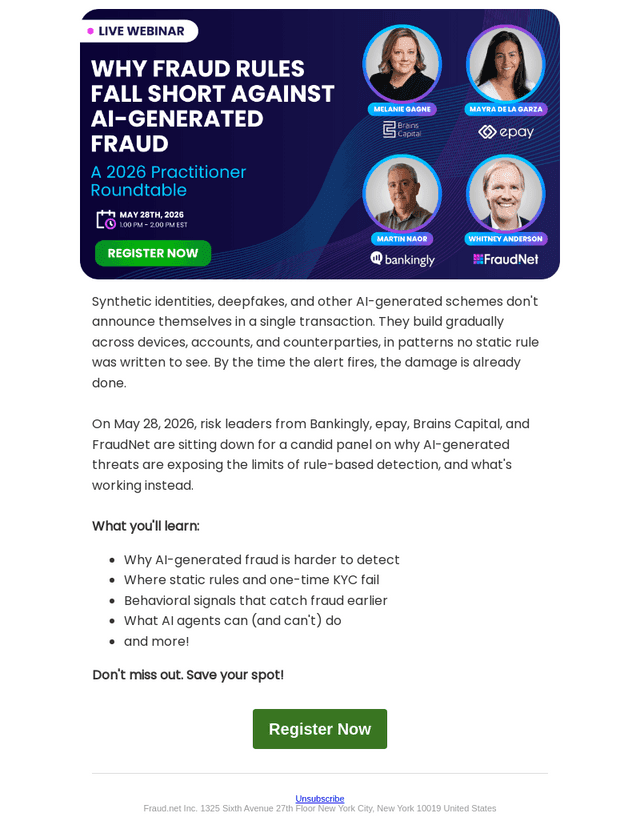 Fraud.net email from Fri, May 22, 2026