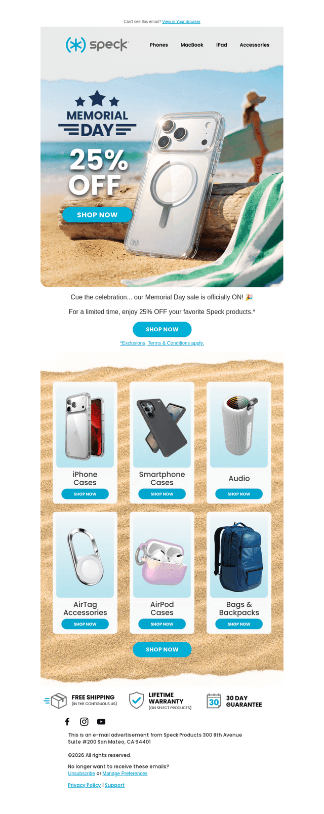Speck Products email from Fri, May 22, 2026