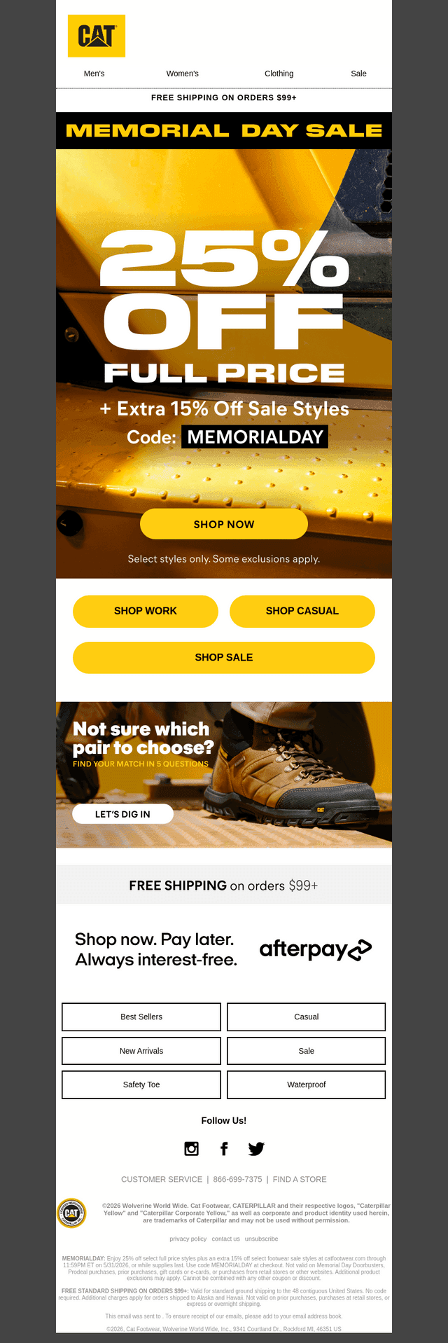 Cat Footwear email from Fri, May 22, 2026