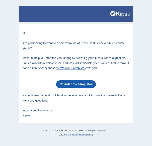 Kipsu email from Fri, May 22, 2026