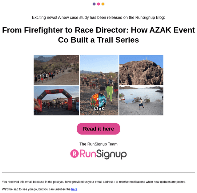 RunSignUp email from Fri, May 22, 2026