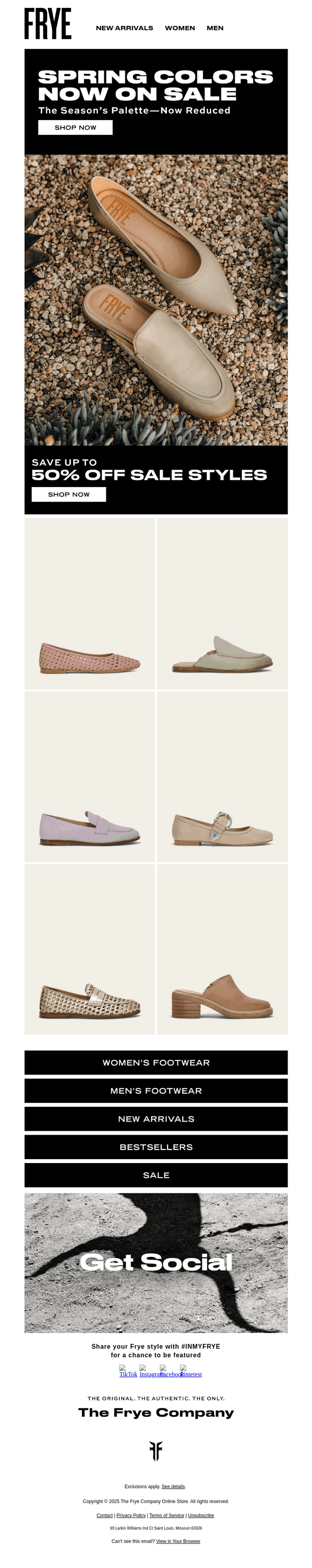 The Frye Company email from Sat, May 23, 2026