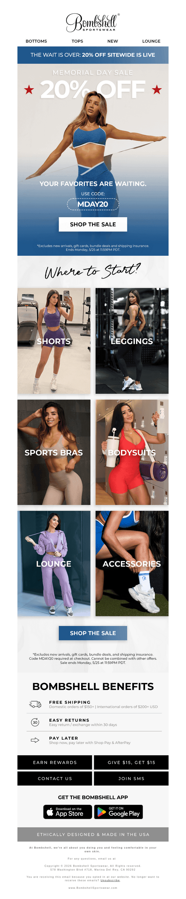 Bombshell Sportswear email from Sat, May 23, 2026