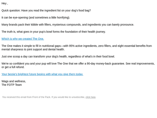 Front of the Pack email from Sat, May 23, 2026