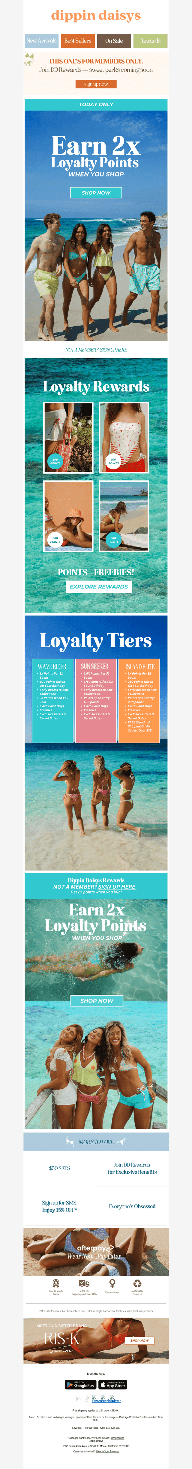 TODAY ONLY! GET 2X LOYALTY POINTS 💛