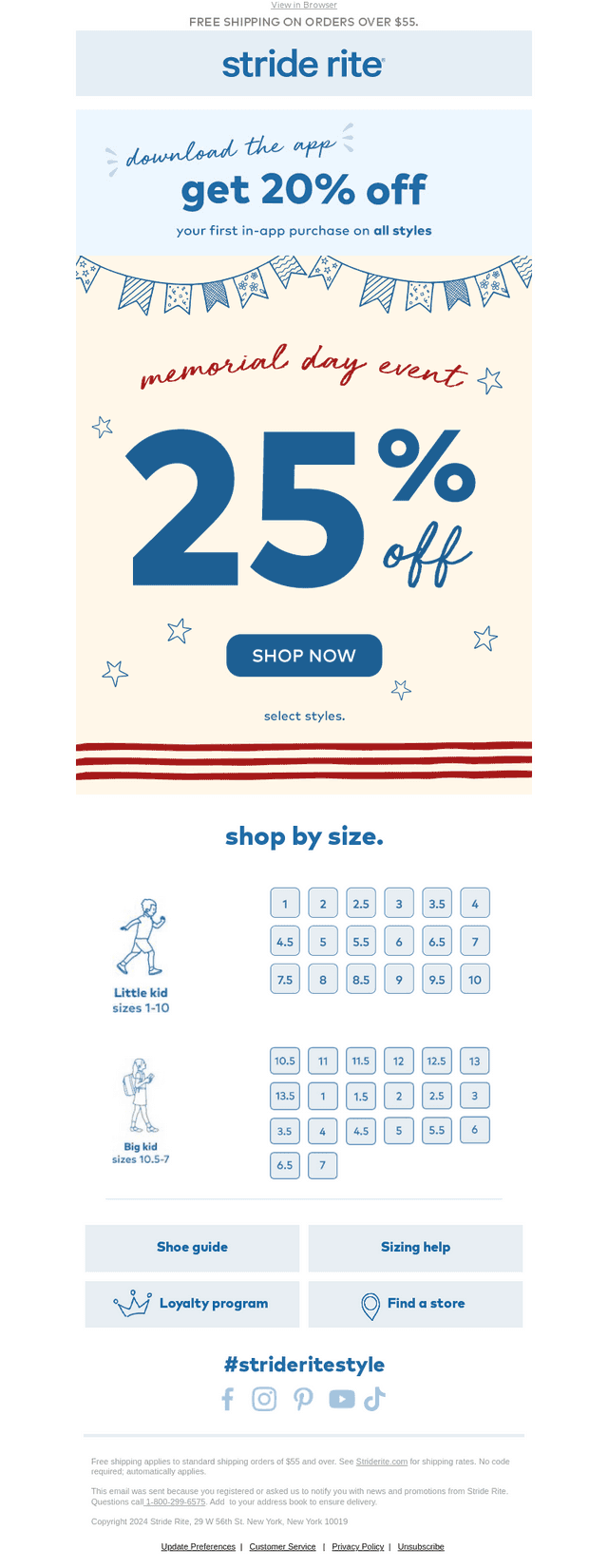 Stride Rite email from Sun, May 24, 2026