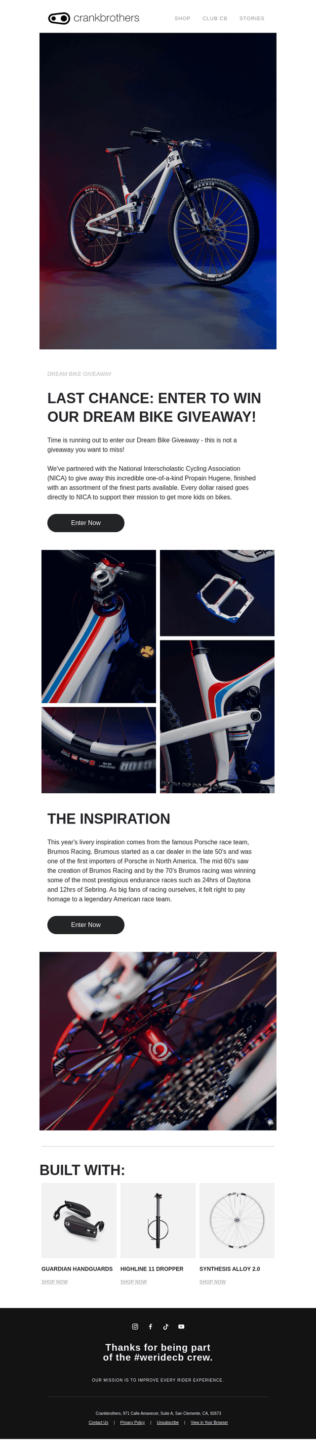 Crankbrothers email from Sun, May 24, 2026