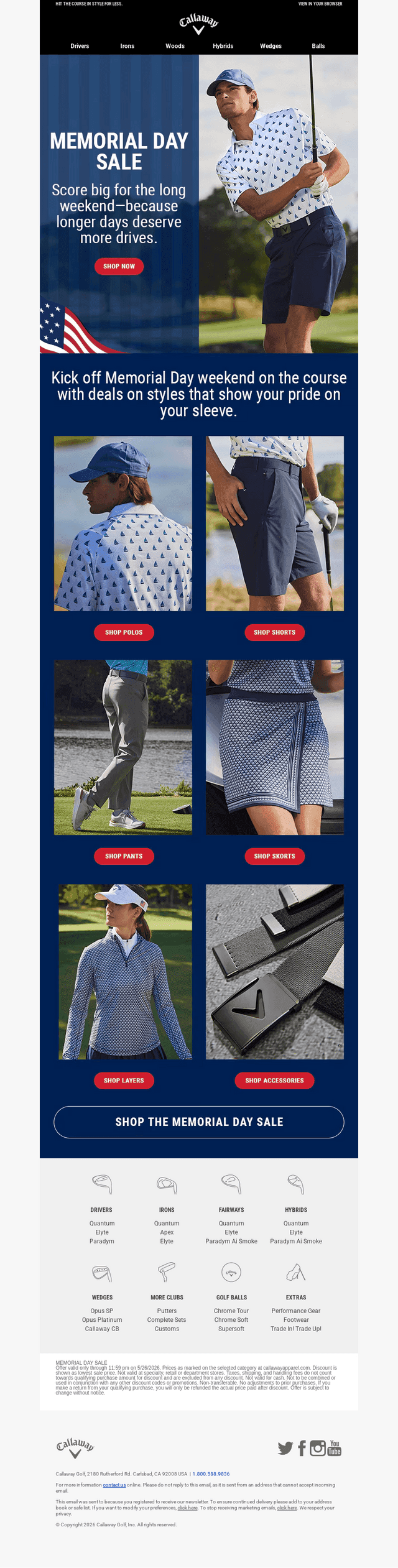 Callaway Golf email from Sun, May 24, 2026