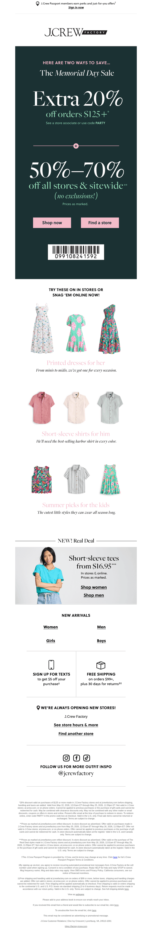 Extra 20% off orders $125+ & 50%–70% off everything… Go!