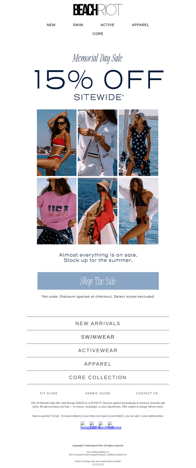 Beach Riot email from Mon, May 25, 2026