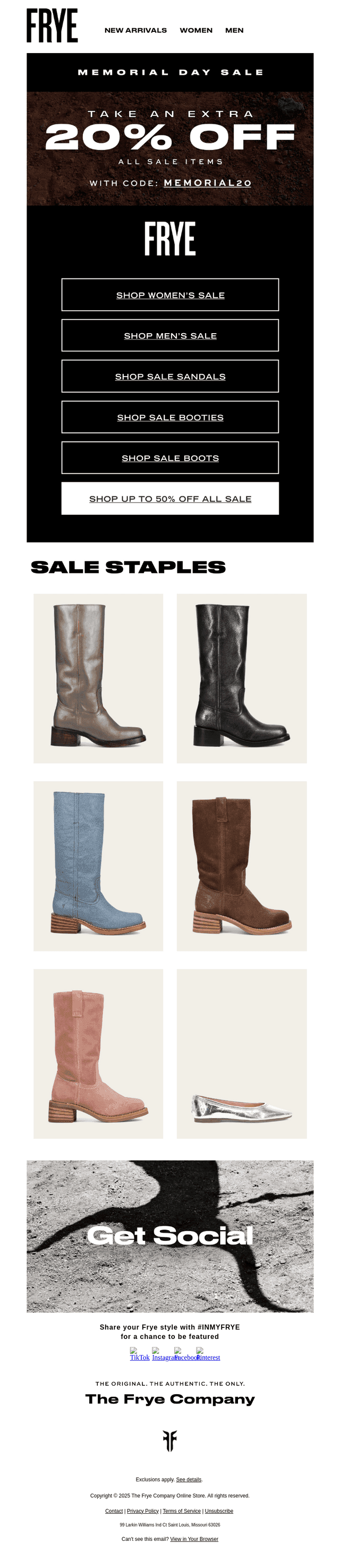 Take an extra 20% off sale styles with code MEMORIAL20