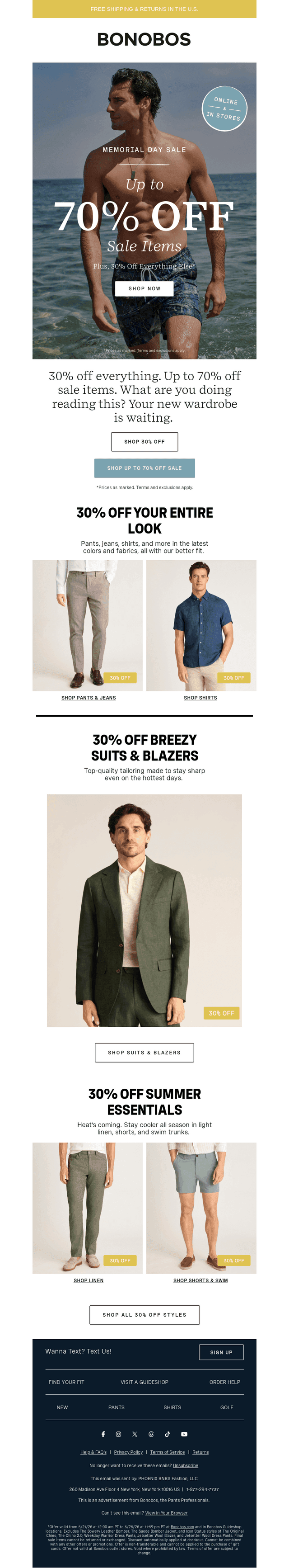 Bonobos email from Mon, May 25, 2026
