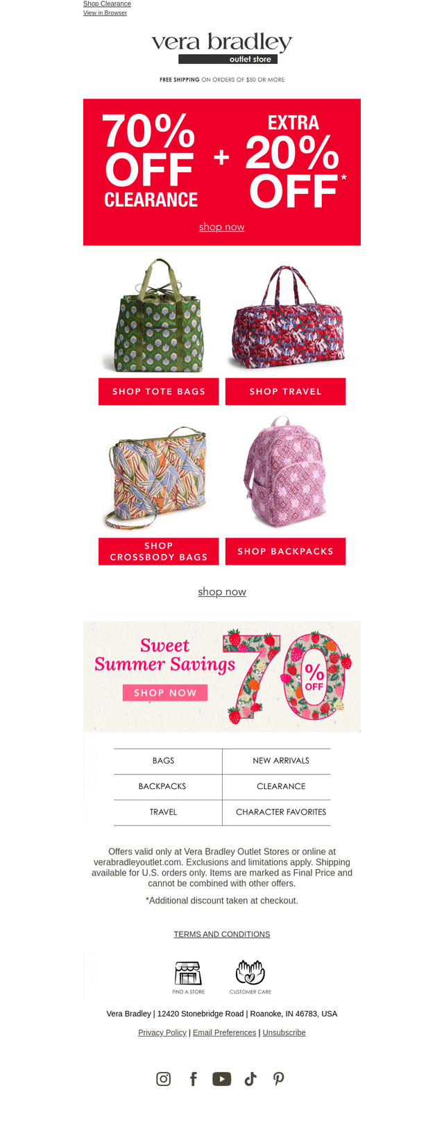 Vera Bradley email from Mon, May 25, 2026