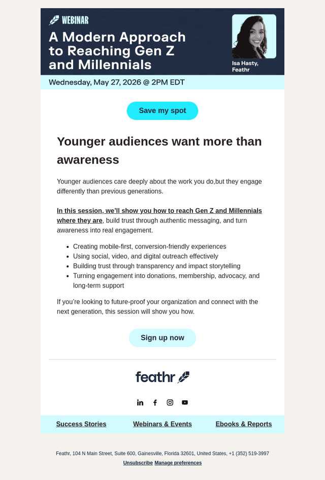 Feathr email from Mon, May 25, 2026