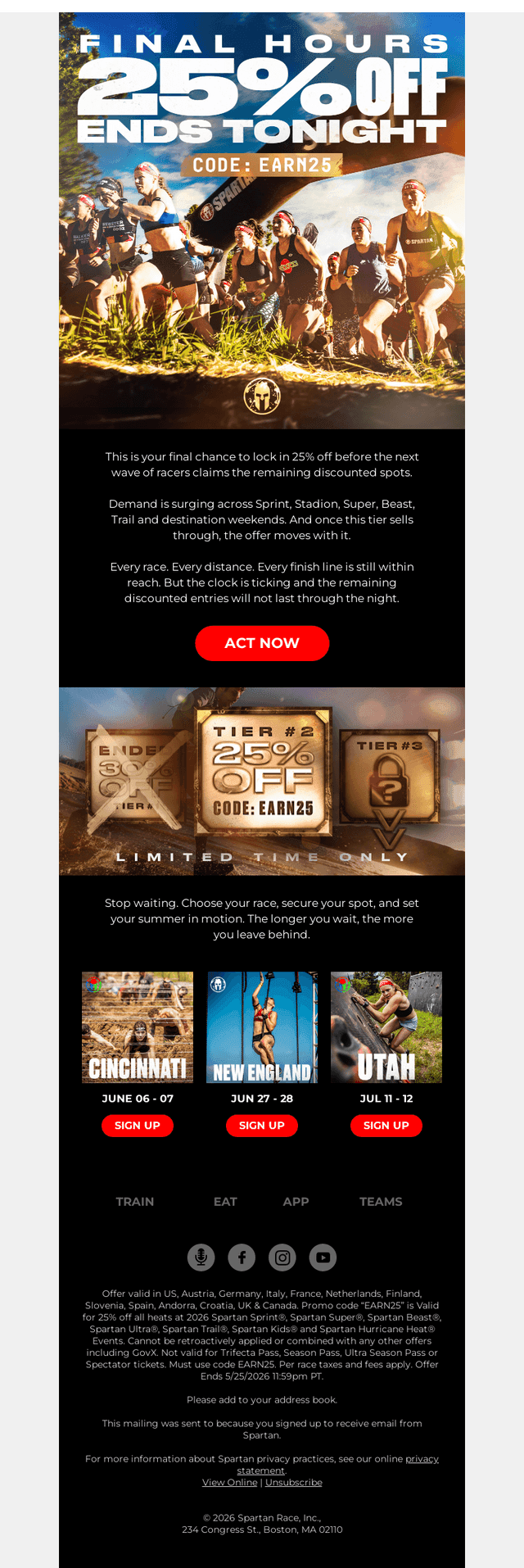 Spartan email from Mon, May 25, 2026
