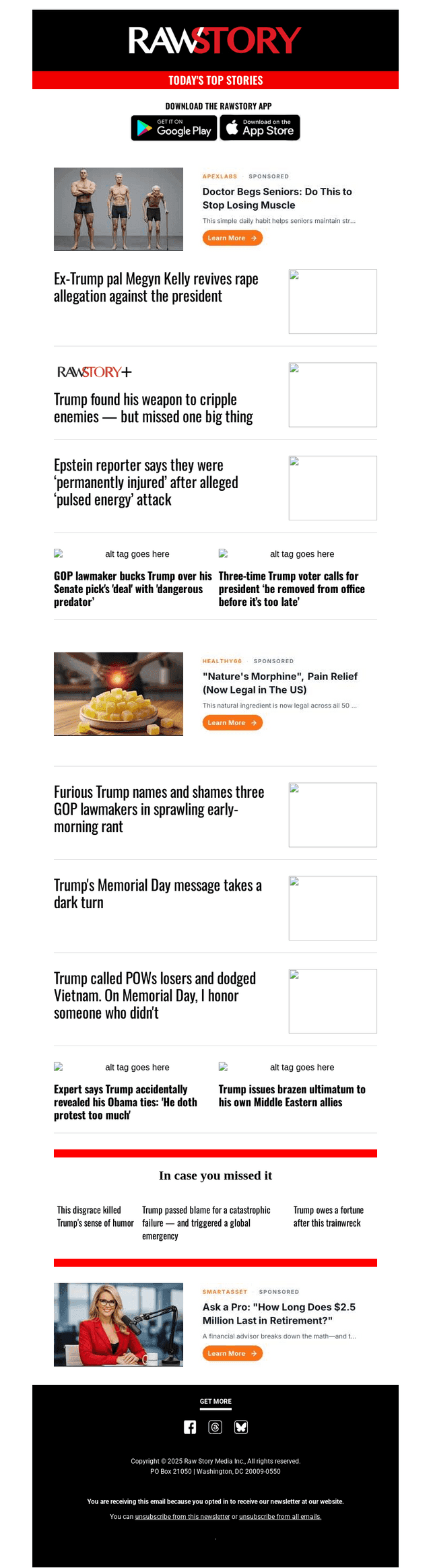 Raw Story email from Mon, May 25, 2026