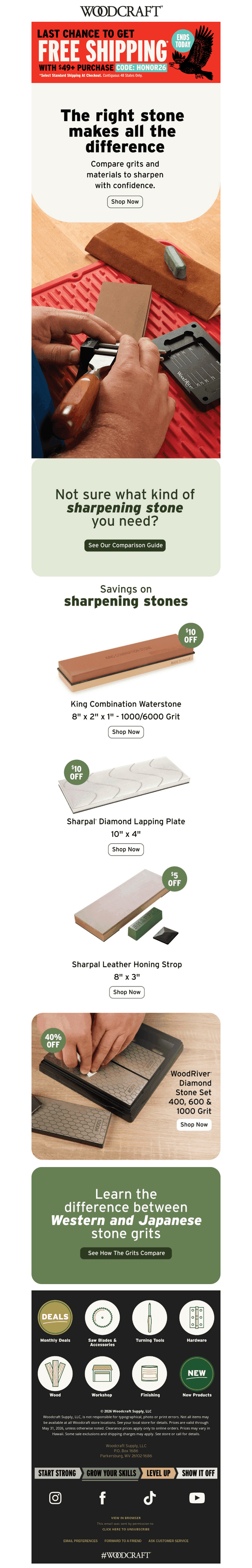 Woodcraft email from Mon, May 25, 2026