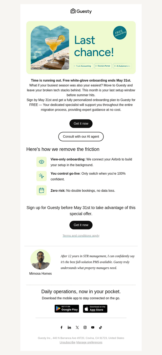Guesty email from Mon, May 25, 2026