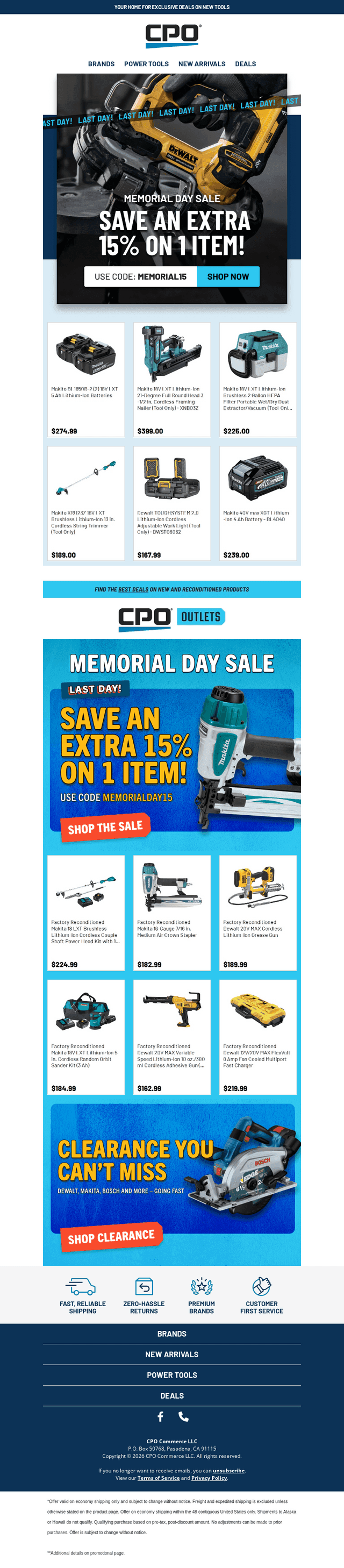 CPO Outlets email from Mon, May 25, 2026