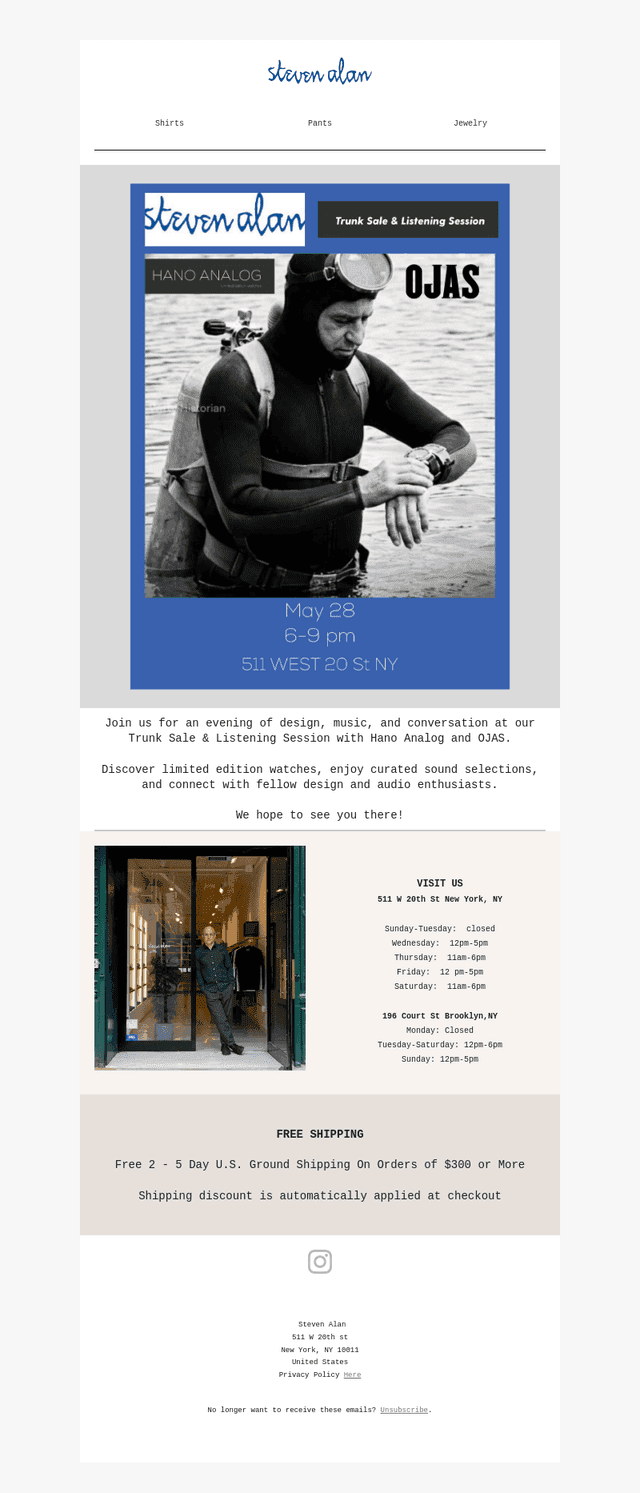 Steven Alan email from Mon, May 25, 2026