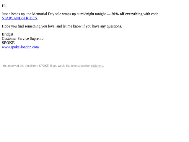 Last call: 20% off everything