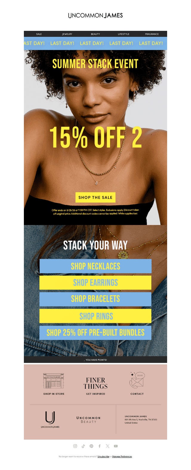 UP TO 25% OFF STACKS ENDS TONIGHT