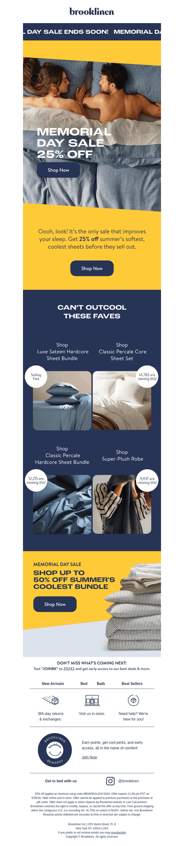 Brooklinen email from Mon, May 25, 2026