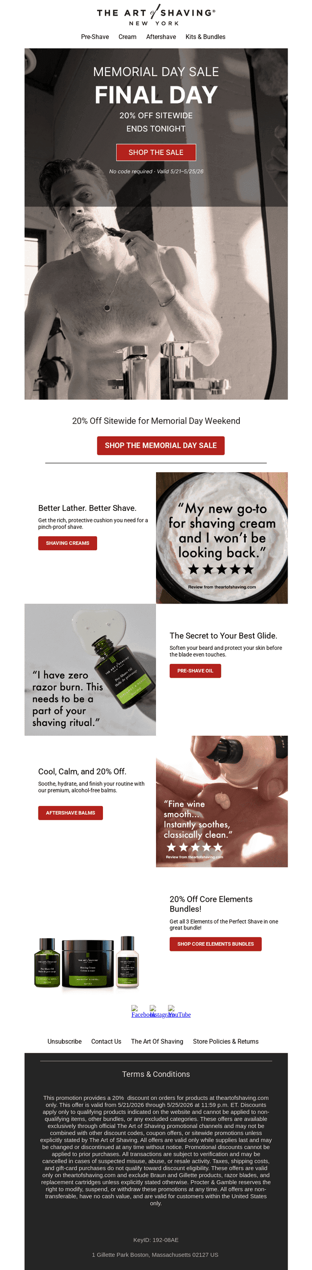 The Art of Shaving email from Mon, May 25, 2026