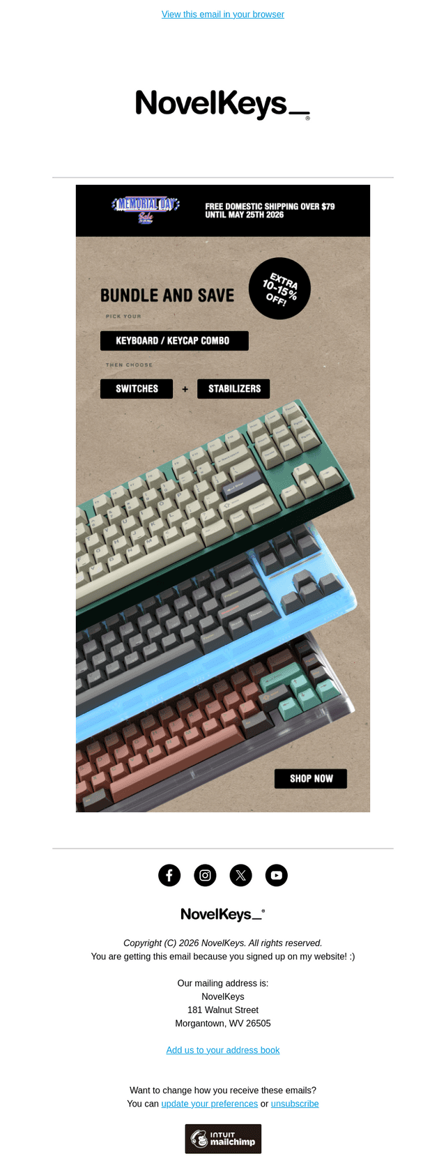 NovelKeys email from Mon, May 25, 2026