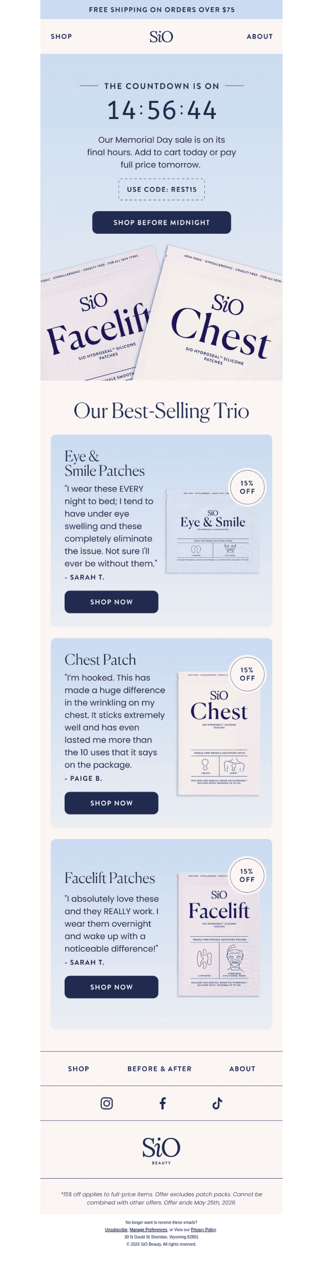 SiO Beauty email from Mon, May 25, 2026