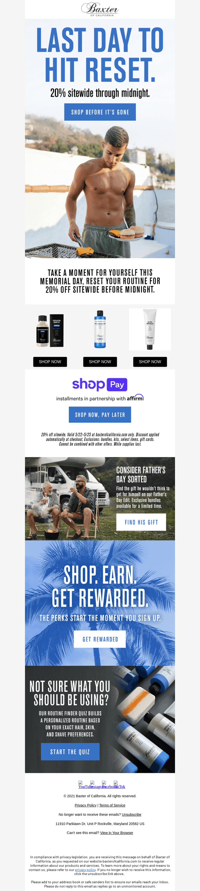 Baxter Of California email from Mon, May 25, 2026
