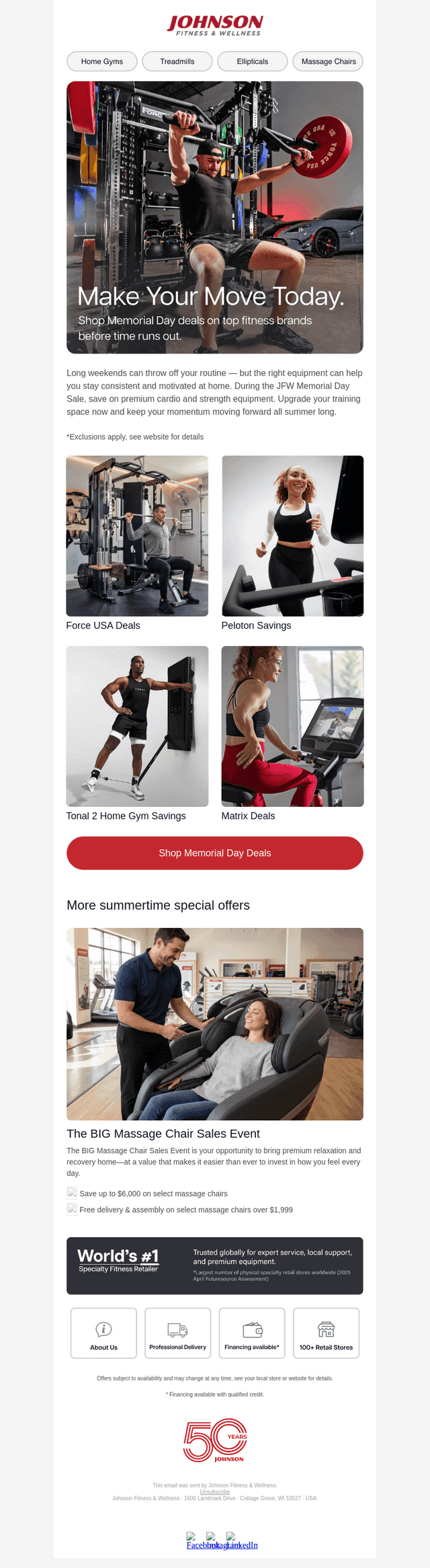Johnson Fitness email from Mon, May 25, 2026