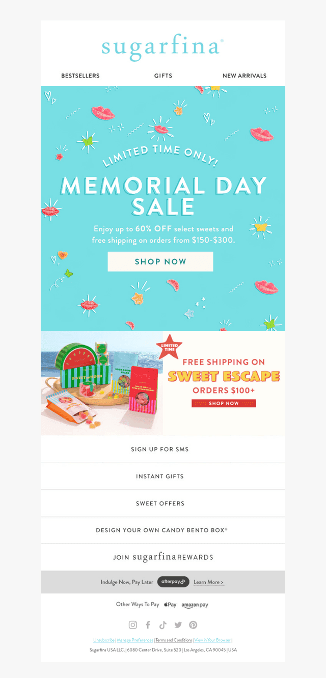 Sugarfina email from Mon, May 25, 2026