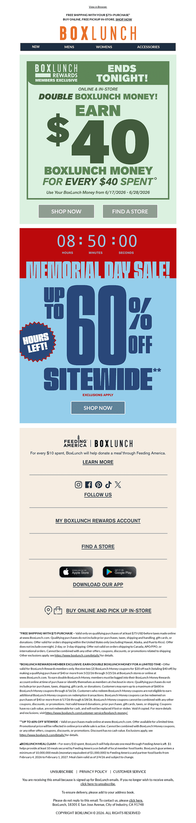 BoxLunch email from Mon, May 25, 2026