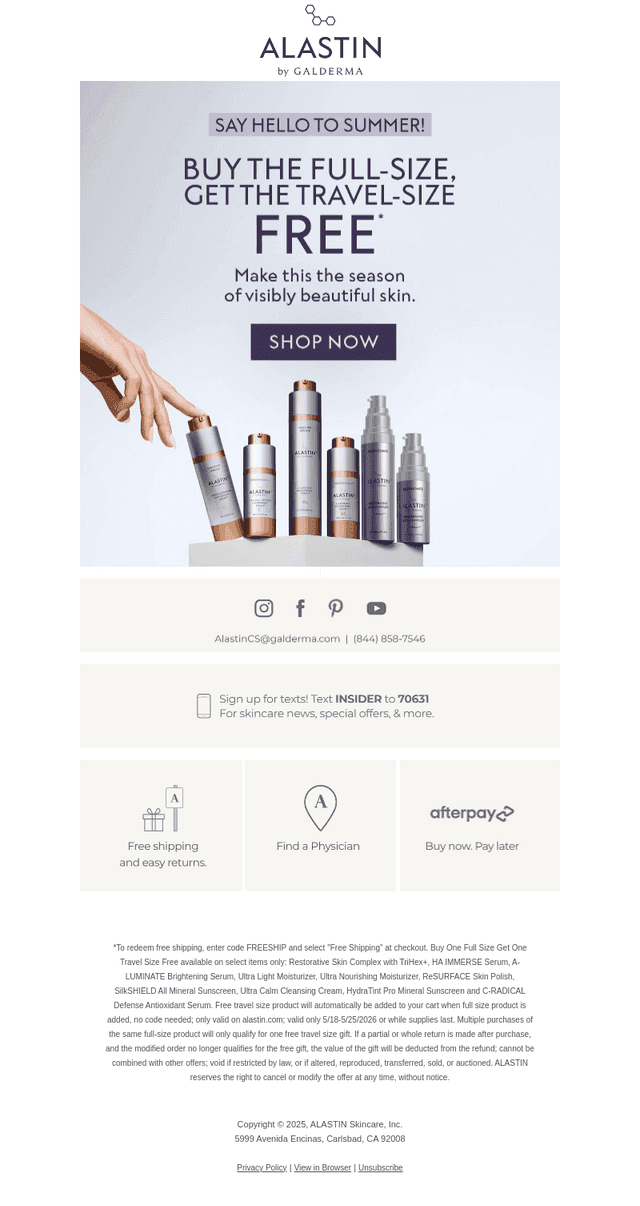 ALASTIN Skincare email from Mon, May 25, 2026