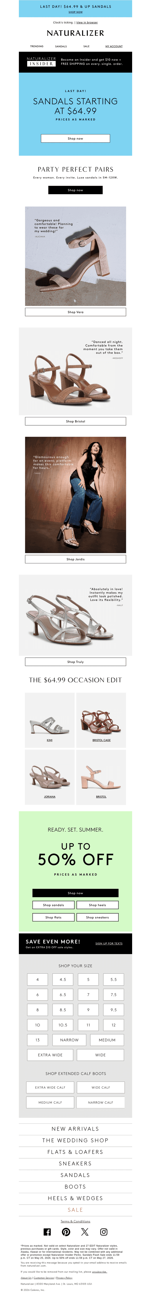 FINAL HOURS for $64.99 & up sandals