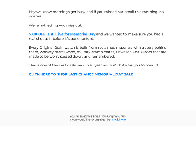 Original Grain email from Mon, May 25, 2026